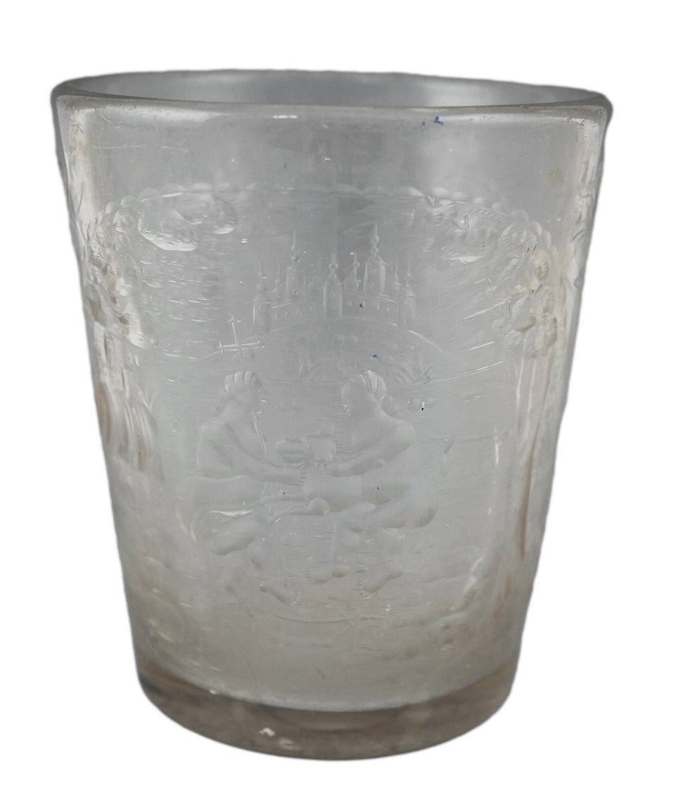 Two Bohemian engraved glass beakers, c.1680-1700